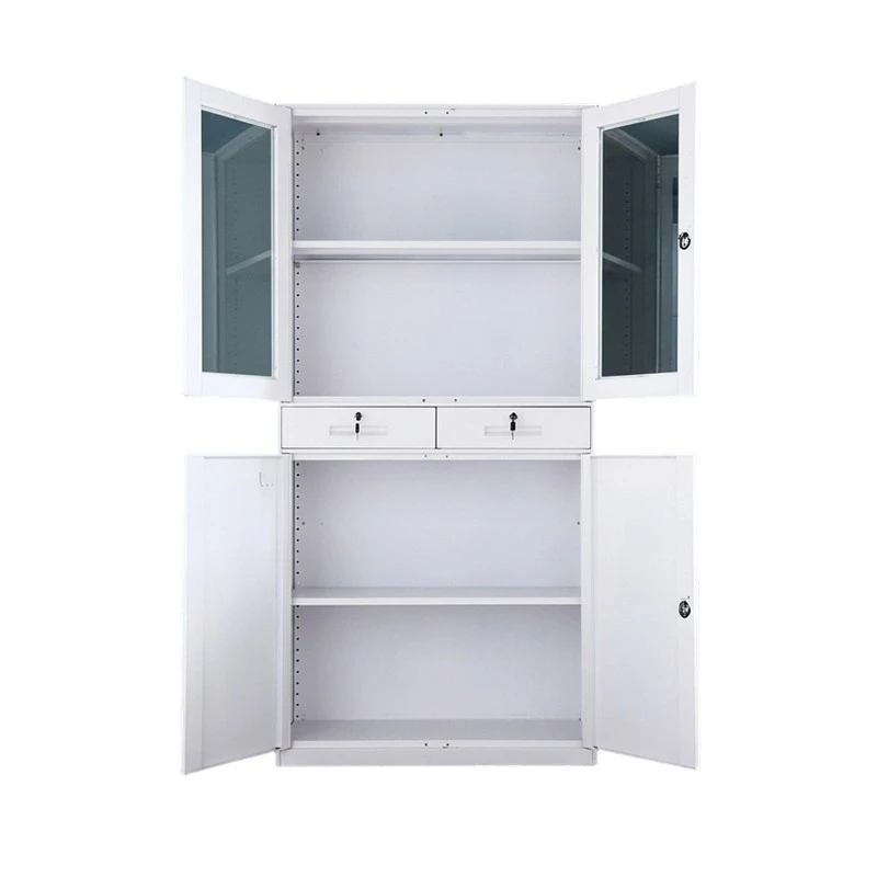 White File Cabinet With Two Drawers in The Middle factory